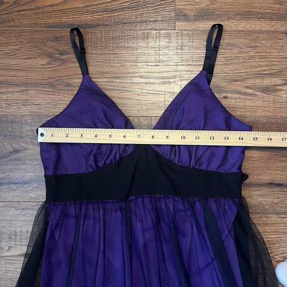 Vintage Y2K Purple Sheer Mesh Glitter Babydoll Dress Women Medium Whimsygoth - Picture 4 of 6